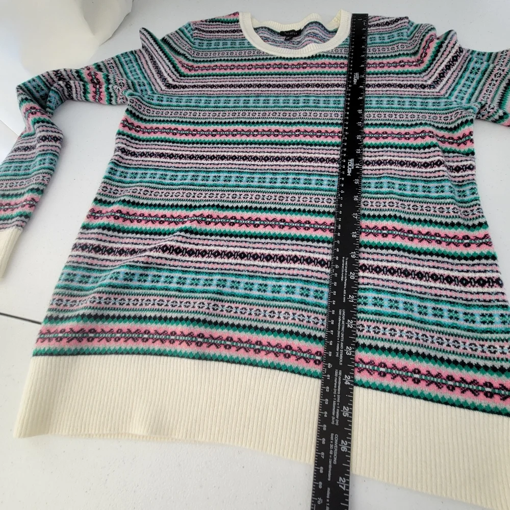 Talbots Fair Isle Lambswool Blend Crewneck Sweater Size Large EUC Layering Cozy